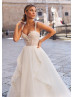 Beaded Ivory Lace Tulle Ruffle Wedding Dress